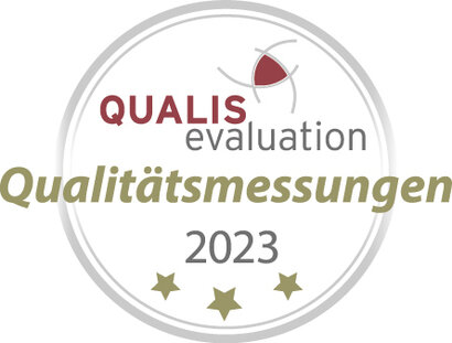 Bestätigungszeichen von Qualis Evaluation, dass im Jahr 2023 Befragungen durchgefürht wurden.